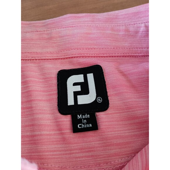 Footjoy Golf Shirt Polo Men's XL Pink Stretch Logo Short Sleeve Zebra Print - Picture 2 of 8